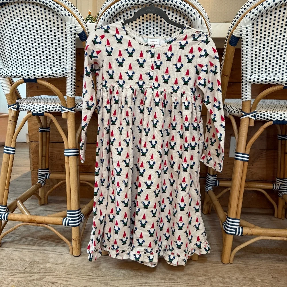 Hanna Andersson Gnome Ruffle Flannel Nightgown Sz 150‎ (12) Rare Find!